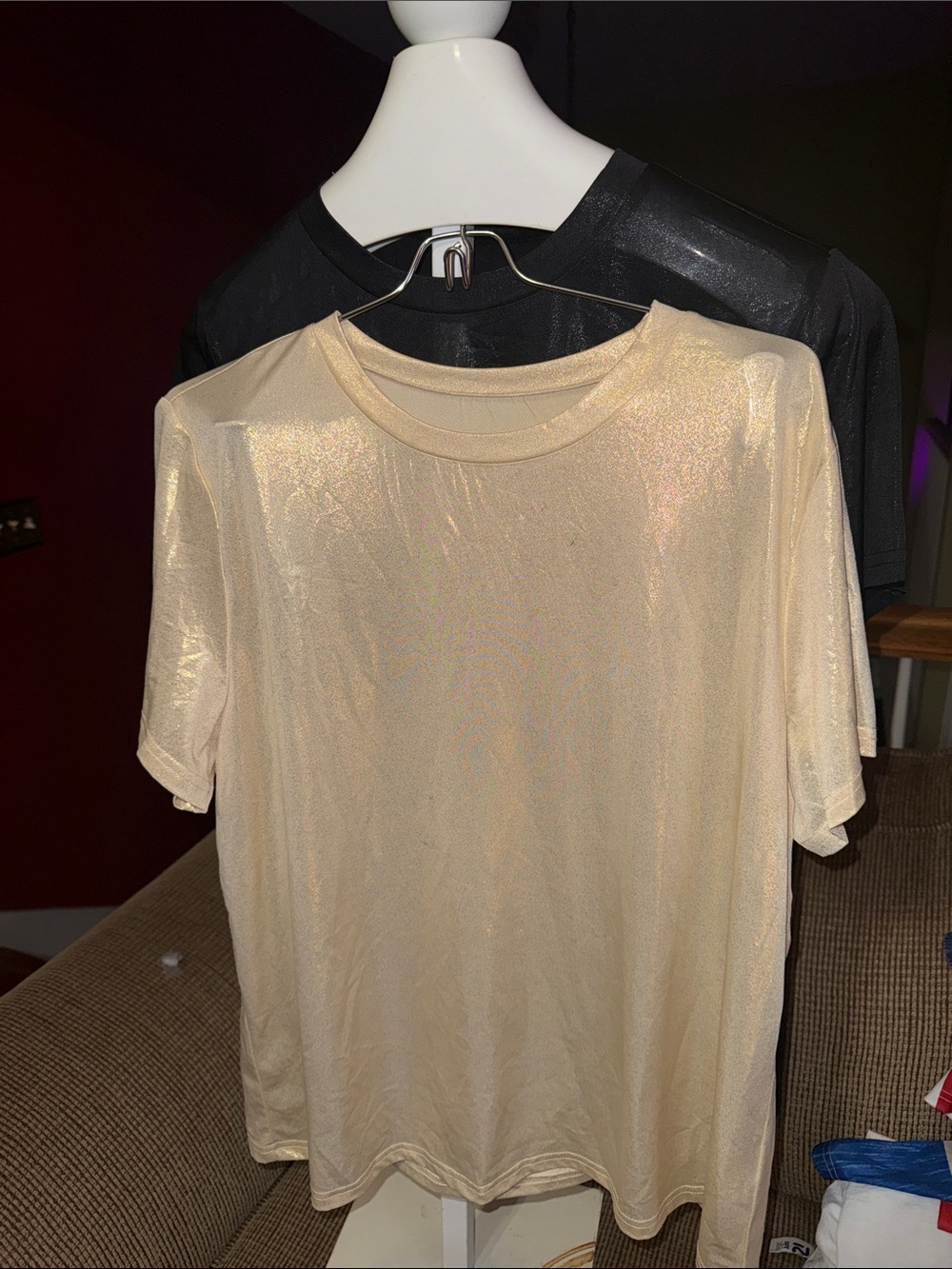 Set of 2 Shimmer Crewneck T-Shirt - Cream